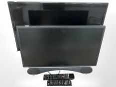 A Samsung 32 inch LCD TV and a further TV both with leads and remotes