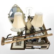 Contemporary table lamps including polished oynx example, swing dressing table mirror,