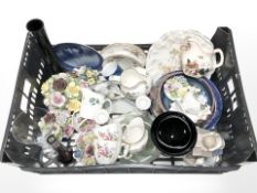Assorted china flower posies, Royal Crown Derby tea cups, plates including Royal Copenhagen,