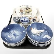 A group of Bing & Grondahl collectors plates, Wedgwood jasperware, heart shaped trinket box,