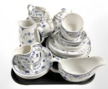 Approximately thirty nine pieces of Furnivals blue and white tea and dinner china.