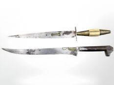 A 19th century Indo-Persian pesh kabz with 25 cm slightly curved single-edged blade,