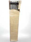 An 1800mm x 320mm metallic finish radiator, in packaging.