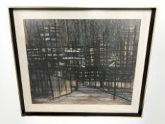 Sandra Legg : Abstract construction scene, colour chalks, 49 cm x 58 cm.