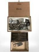 Two wooden boxes containing assorted antique / vintage keys.