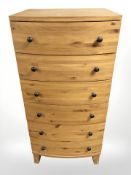 A contemporary pine six drawer tallboy, 60 cm x 53 cm x 125 cm.