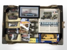 Boxed die cast cars including Corgi through the ages box set, Hot Wheels,