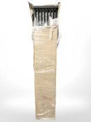 An 1800mm x 320mm metallic finish radiator, in packaging.