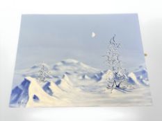 Derek Wilson (1955-2024) : A winter landscape, oil on canvas, 80 cm x 60 cm.