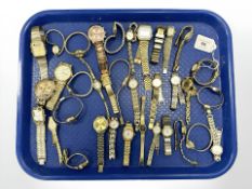 Approximately thirty five wristwatches, miscellaneous makes, in varying states of repair.