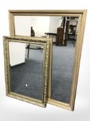 Two contemporary gilt bevelled mirrors, largest 112 cm x 87 cm.