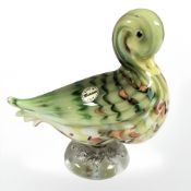 A Murano glass duck, base inscribed 'La Tour D'Argent, Paris', height 13 cm.