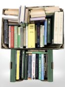 A collection of volumes relating to cricket.