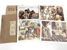 A folio of religious colour lithographs.