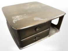 An Ercol stained elm pandora's box coffee table, width 80 cm.