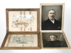 A pair of Victorian photogravure portraits, 57 cm x 46 cm overall,