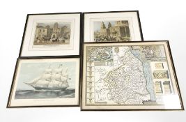 A reproduction John Speede map of Northumberland in 1610,