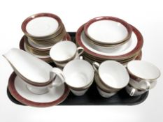 Thirty nine pieces of Spode Bordeaux tea and dinner china.