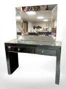 A contemporary mirrored dressing table, fitted two drawers, 120 cm x 40 cm x 80 cm,