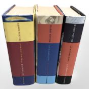 Three first edition Harry Potter books.