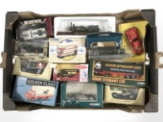 Boxed Corgi and other die cast cars, trams, Eddie Stobart haulage wagon,