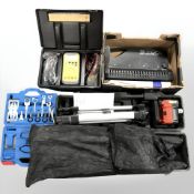 A Rotary laser level, Comb binding machine, Summit automotive metre,