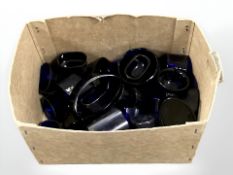 A group of antique blue glass liners