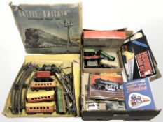 A Battle of Britain tin plate passenger train set, further tin plate rolling stock, catalogues, etc.