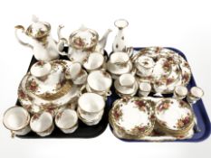 Approximately forty nine pieces of Royal Albert old country roses tea, dinner and cabinet china.