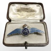 A silver and enameled RAF sweetheart brooch.