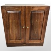 A hardwood and brass inlaid CD storage chest,