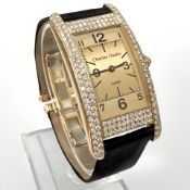 A Charles Oudin 18ct yellow gold and diamond-set quartz wristwatch, ref C0-2047,