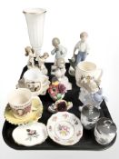 A group of Nao figures, Franklin Mint porcelain cherub vase, flower posies,