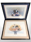 Two sporting prints after Darren Woolley, depicting Linford Christie and Sebastian Coe,