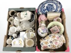 Assorted ceramics, Mailing lustre items, an 18th century Delft tin glazed blue and white charger,