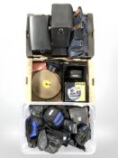 A large quantity of empty camera bags.