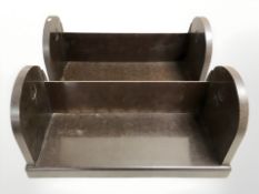 A pair of Ebco patent Bakelite book troughs, each 48 cm wide.