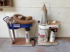 Two dust extractors, each on trolley bases, Axminster and Charnwood, each 230v,