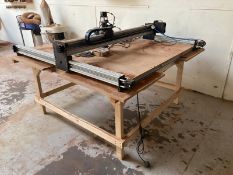 A WorkBee Ooznest precision table CNC frame on bespoke table, height 83 cm, width 167 cm,