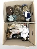 A collection of reproduction dolls including porcelain headed examples.