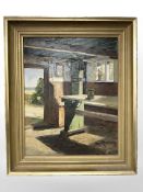 O Rasmussen : Cottage interior, oil on canvas, 39 cm x 49 cm.