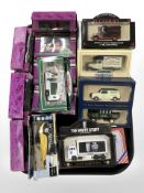 Assorted Gama, Lledo and other diecast delivery vans, cars, etc.