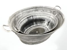 Two galvanised wash tubs,