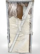 A Eurocell wood effect double glazed front door, total dimensions including frame 101.