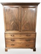A 19th century mahogany and pine linen press,
