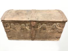 A 19th century pine domed blanket chest,