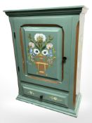 A Scandinavian painted pine single door wall cabinet,