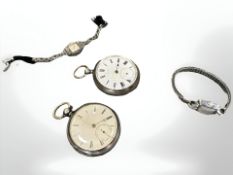 A Victorian pocket watch with key, together with a further pocket watch, Chester, 1865,