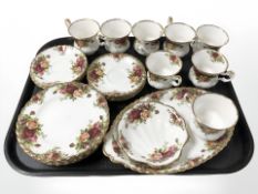 Twenty six pieces of Royal Albert Old Country Roses tea china.