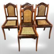 Two sets of four walnut bergere chairs (8)